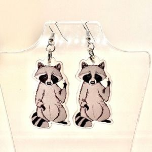 Angry Raccoon Earrings - Funny Earrings - Statement Earrings - F You Earrings